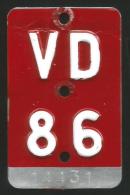 Velonummer Waadt VD 86 - Number Plates