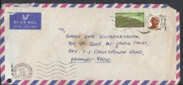 India Airmail 10p Tree Gandhi 1p Postal History Cover Sent To Pakistan - Luftpost