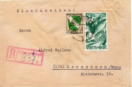 Allemagne Zone Française Lettre Recommandée Ravensburg 1948 - Autres & Non Classés