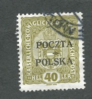 1919. AUSTRIAN  STAMP 40h.  Optd  POCZTA  POLSKA  At  CRACOW   ( CROWN  )  USED. - Gebraucht