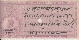 NANDGAON State  KG V  12A  O/p  Court Fee  # 92412  Inde Indien  India Fiscaux Fiscal Revenue - Nandgame