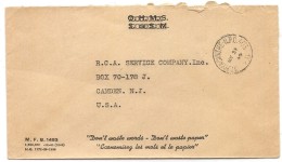 CANADA - 1945 OFFICIAL COVER From Saint-Hyacinthe To CAMDEN, NEW JERSEY - Historia Postale