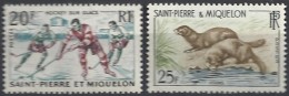 1959 Saint Pierre Et Miquelon N° 360  361 Nf ** .Hockey Sur Glace Et Visons . - Ongebruikt