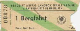 Berglift Aberg-Langeck Ges.m.b.H. & Co. KG. Und Natrun-Lifte In Maria Alm - Fahrkarte Bergfahrt - Europe