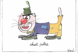 SINE ILLUSTRATEUR CHAT HUMOUR JEU DE MOT "CHAT PITRE" CLOWN CP 333 - Sine