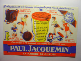 BUVARD ANCIEN - MOUTARDE PAUL JACQUEMIN AVEC DEFAUT D'IMPRESSION Mustard Football Appareil Photo Patin Roulettes Montre - Moutardes