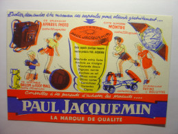 BUVARD ANCIEN - MOUTARDE PAUL JACQUEMIN AVEC DEFAUT D'IMPRESSION Mustard Football Appareil Photo Patin Roulettes Montre - Mostard