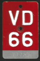 Velonummer Waadt VD 66 - Number Plates