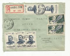 MADAGASCAR : Joffre X 5 Sur Recommandé D'Ambilobe De 1957 - Lettres & Documents