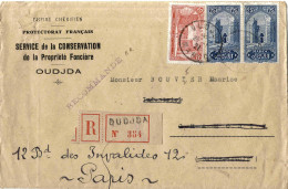 Maroc Morocco Marruecos Marokko Lettre Cover Carta Belege Oujda 1921 Recommandé Avec AR. - Briefe U. Dokumente