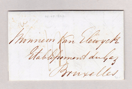 Belgien Bruxelles 4.7.1847 Ankunfts-Stempel Blau  Brief Ohne Marke Aus London - Autres & Non Classés