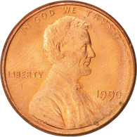 Monnaie, États-Unis, Lincoln Cent, Cent, 1990, U.S. Mint, Philadelphie, SPL+ - 1959-…: Lincoln, Memorial Reverse