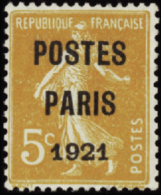 N°27 5c Semeuse Orange Postes Paris 1921"  " Qualité:(*) Cote:500€ - Altri & Non Classificati