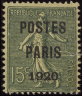 N°25 15c Semeuse Ligné Postes Paris 1920"  " Qualité:* Cote:320€ - Autres & Non Classés