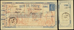 N°0 K2 Semeuse Lignée Bleu Bon De Poste Ss Valeur (Brive)   Qualité:OBL Cote:125€ - Altri & Non Classificati