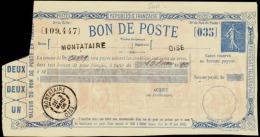 N°0 K2 Semeuse Lignée Bleu Bon De Poste Sans Valeur   Qualité:OBL Cote:200€ - Otros & Sin Clasificación