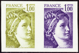 N°1972 1,00 Sabine Paire Essai De Couleur Jaune-olive Et Violet   Qualité:** Cote:.....€ - Altri & Non Classificati