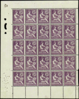 N°128 30c Violet Très Foncé Bloc De 25 Au Verso Cachet Direction Du Matériel Et De La Construct - Altri & Non Classificati