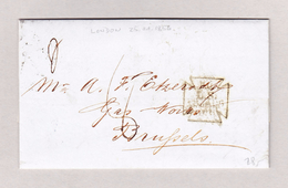 GB London 25.1.1856 Brief Ohne Marke Nach Bruxelles Mit Ankunft Und Transit Stempel - Sonstige & Ohne Zuordnung