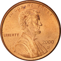 Monnaie, États-Unis, Lincoln Cent, Cent, 2000, U.S. Mint, Denver, SUP+, Copper - 1959-…: Lincoln, Memorial Reverse