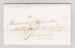 GB London 16.12.1853 Brief Ohne Marke Nach Bruxelles Mit Ankunft Und Transit Stempel - Sonstige & Ohne Zuordnung