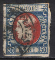 Romania 1869, 50b Blue/red, Prince Carol I , Used ,  Mi. 25a - 1858-1880 Moldavia & Principality