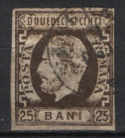 Romania 1871, 25b Olive Brown, Prince Carol I , Used ,  Mi. 28 - 1858-1880 Moldavia & Principality