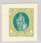 Schweiz Probedruck 1882/1905 "Stehende Helvetia " 30c Oliv/blaugrün Typ II (*) - Neufs