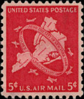 1948 USA Air Mail Stamp New York City Golden Jubilee Sc#c38 Post Aircraft Airplane Plane Map - 2b. 1941-1960 Unused