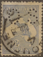 AUSTRALIA 1915 6d Roo OS Perfin SG O46a U #VO263 - Dienstmarken