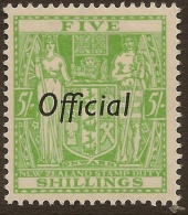 NZ 1936 5/- Arms Official SG O133 HM #VY245 - Servizio