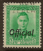 NZ 1938 1/2d Green KGV Official SG O134 U #VY241 - Officials