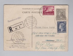 Luxemburg 1955-04-02 Luxembourg-Ville R-Ganzsache Nach Rodange Mit Zusatzfrankatur - Briefe U. Dokumente