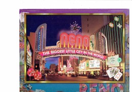 Cpm Nevada Reno - Street - Biggest Little City - Carte à Jouer Jeton Machine à Sous Monnaie Dé Roulette - Reno