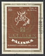 Hungary,  Budapest, Peach-brandy, 0,2 L., 1985. - Alcoholes Y Licores