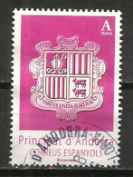 Nouveau Blason D'Andorre Sur Timbre 2015,  Un Timbre Oblitéré, 1 ère Qualité, Cachet Rond - Used Stamps