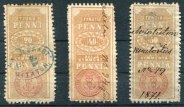 1870s Finland Revenues X 3 - Steuermarken