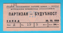 FK PARTIZAN BELGRADE V BUDUCNOST PODGORICA - 1958 Yugoslavia 1st League Football Match Ticket * Soccer Calcio Montenegro - Tickets D'entrée