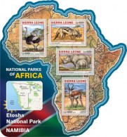 Sierra Leone 2016, National Parks, Namibia, Ostrich, Antilopes, Rhino, 4val In BF - Avestruces