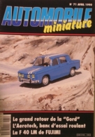 AUTOMOBILE MINIATURE - N.71 - AVRIL 1990 - RENAULT 8 GORDINI NOREV - Frankrijk