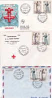 REUNION - 3 LETTRES FDC CROIX-ROUGE 1963  - Saint-Denis - Premier Jour - Brieven En Documenten