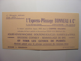 BUVARD ANCIEN - BONNEAU & CIE SAINT ETIENNE - L'EXPRESS PLISSAGE - IMP CHARREYRON GRAND CROIX - Autres & Non Classés