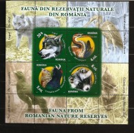 Roumanie 2011 N° BF 410 ** Animaux, Loup, Canis Lupus, Héron, Grand Tétras, Chien Viverrin, Raton-laveur, Oiseau - Ungebraucht