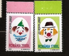Roumanie 2002 N° 4754 / 5 ** Europa, Europe, Têtes De Clowns, Nez Rouge, Coeur, Amour, Humour, Rire, Cirque, Clown - Ongebruikt