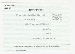 RECEPISSE DE MANDAT MONEY ORDER ZAHLUNGSANWEISUNG ORDEN DINERO POSTWISSEL Cours Instruction Metz Cours 2 57997 1990 COUR - Cursussen