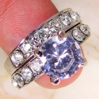 Doppio Anello Placcato In Argento 925 Con Cristallo Zaffiro E Zirconi - Rings