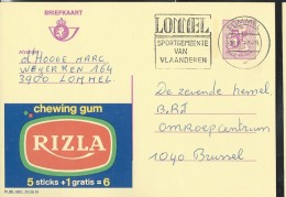 Publibel Obl. N° 2636 ( Chewing Gum  RIZLA) Obl:  Lommel 20/06/1977 + Belle Flamme De Lommel (sportgemeente ... - Vlagstempels