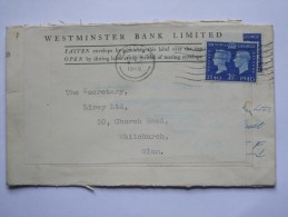 GB GEORGE VI 1940 COVER WITH RE-USABLE LABEL CARDIFF TO WHITCHURCH - Covers & Documents