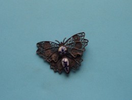 Old Broche / Brooch Papillon With Delft's Blue / Art Nouveau - Vintage ( For Detail See Photo ) !! - Broches