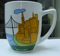 AC - JACOBS COFFEE BOSPHORUS BRIDGE ISTANBUL ILLUSTRATED PORCELAIN MUG - CUP FROM TURKEY - Tassen